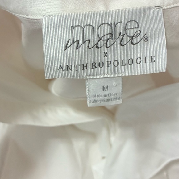 Anthropologie Mare Mare Ruffle Front White Cotton Button Down - Picture 4 of 5